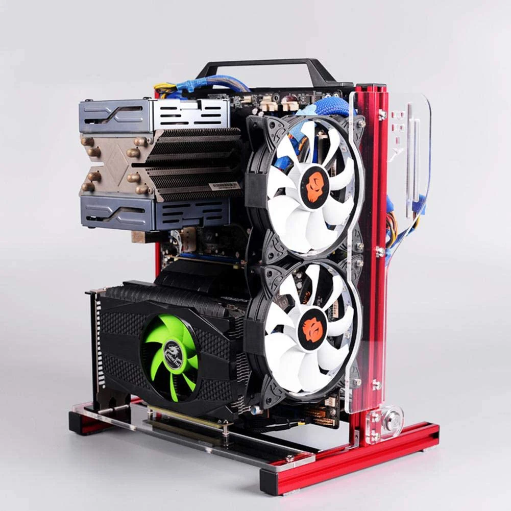 ATX / M ITX DIY PC чехол разгон Открытый алюминиевый каркас испытательный стенд 240 мм