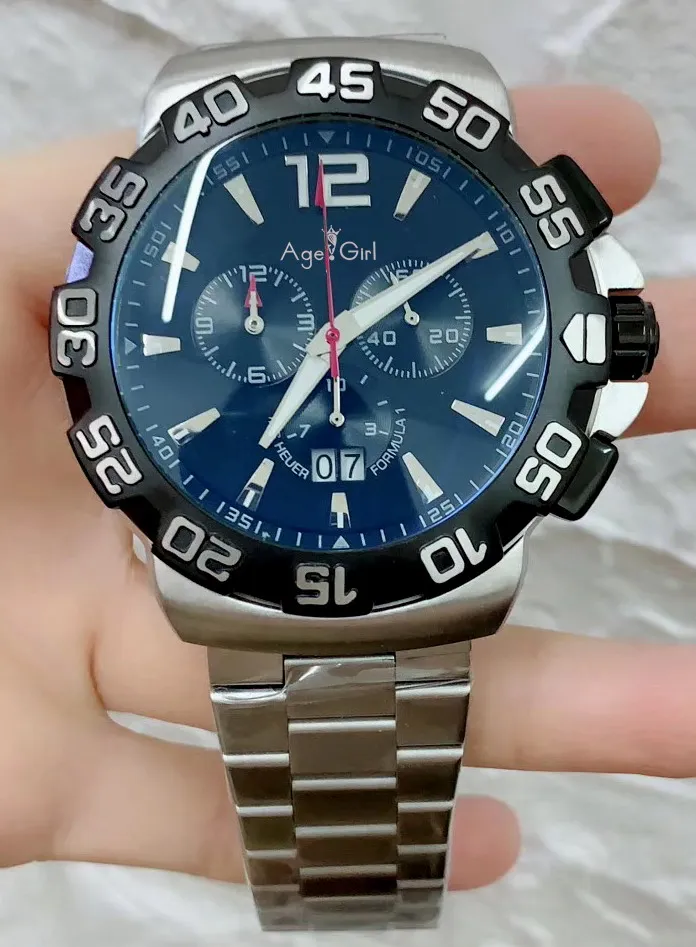 

Classic New Men Stainless Steel Silver Black White Daydate Chronograph Sapphire Waterproof Classic Limited Sport Watch AAA+