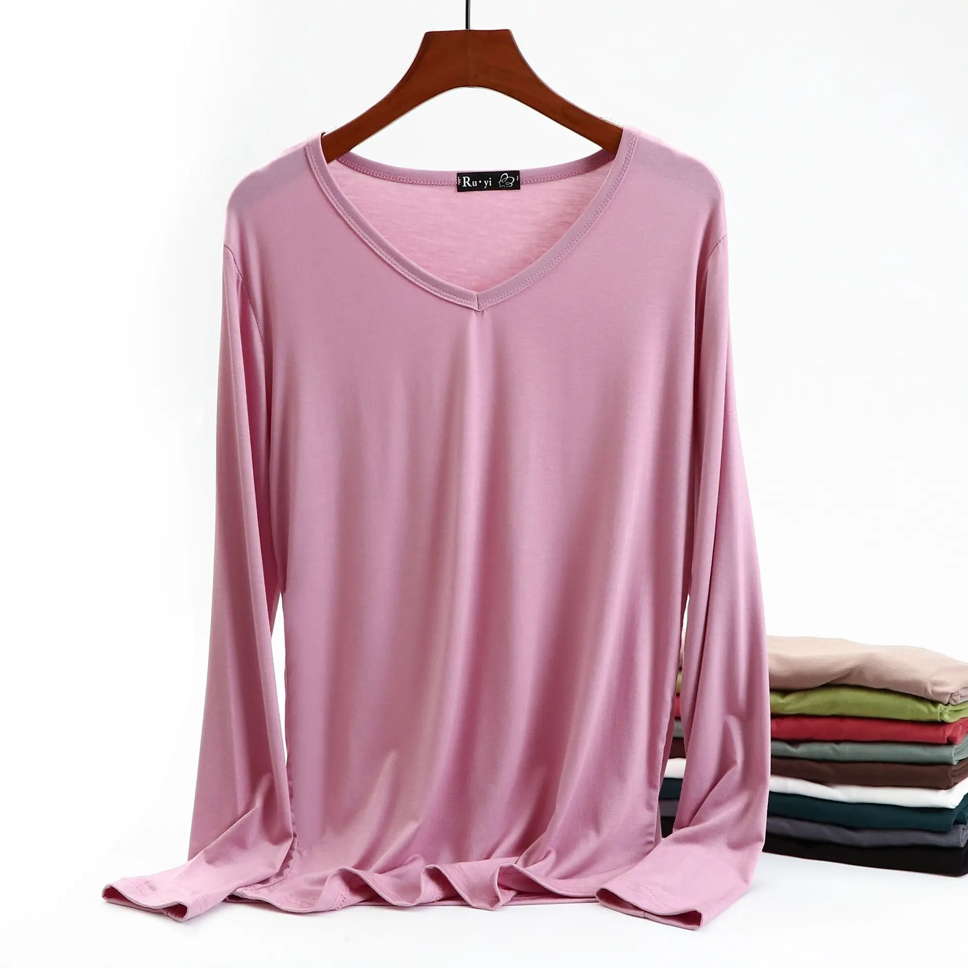 Женская Осенняя хлопковая футболка с длинными рукавами черная белая