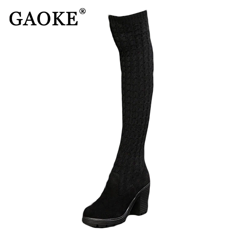 Вязаная теплая зимняя женская обувь соблазнительные снежные сапоги женские до