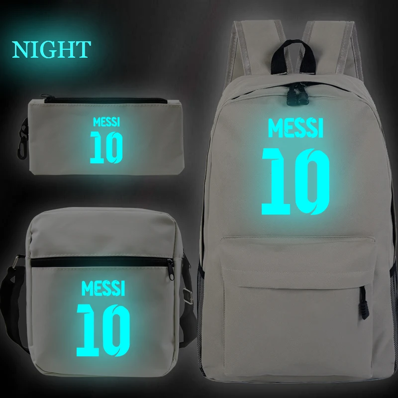 

Boys Kids Christmas Gift Messi Print School Backpack For Girls Boys 3Pcs/set Backpacks For Children Book Bag