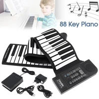 portable flexible folding keyboard piano 88 keys 128 tones digital electronic organ roll up midi piano built in speaker for kids