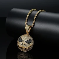 fashion hip hop inlaid zircon rhinestone devil pendant for men and women wild sweater necklace jewelry