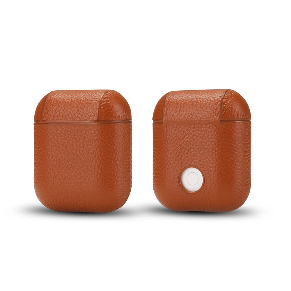 LISM чехол из натуральной кожи для Apple Airpods 1/2 противоударный ПК чехол для AirPods протектор для наушников Litchi шаблон чехол Капа
