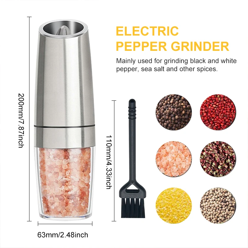 electric salt pepper mill stainless steel spice mill grinder salt and pepper grinder adjustable coarseness kitchen gadget sets free global shipping