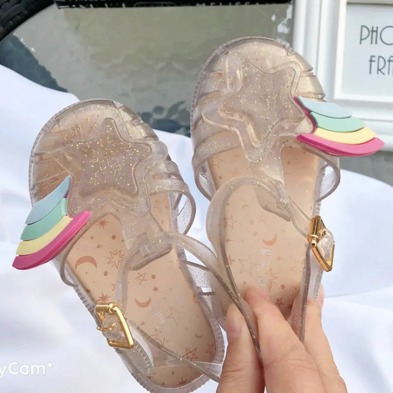 Сандалии для девочек Mini Melissa детская обувь радужные босоножки принцесс с