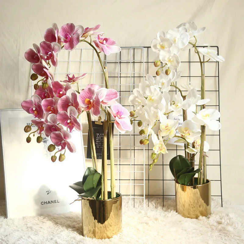 7 головок 83,5 см искусственная Цветочная Орхидея латексная силиконовая настоящая сенсорная большая фаленопсис Орхидея для свадебного украш...