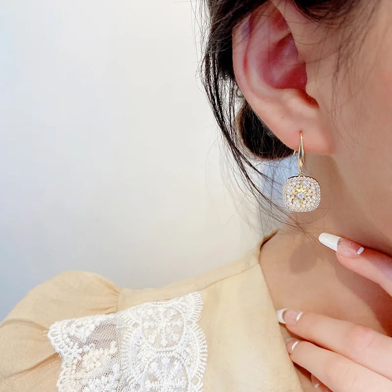 

2021 Design S925 Silvers Fashion Star Dangle Earrings Female Pearl Metal Earrings Hanging Jewellery for Women Exquisite