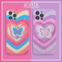 cute love heart phone case for iphone 13 12 11 pro xs max xr x se2020 7 8 plus soft cover with 3d butterfly folding bracket girl