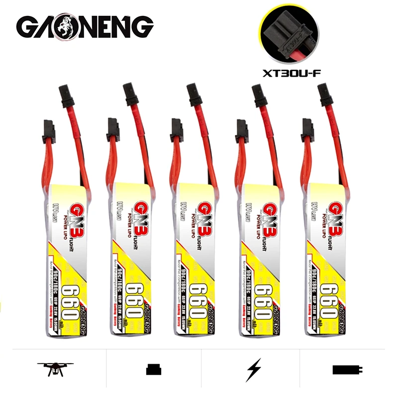 5 шт./компл. Gaoneng GNB 660 мАч 6S 22 8 в 90C/180C HV LiPo аккумулятор со штепсельной вилкой для FPV
