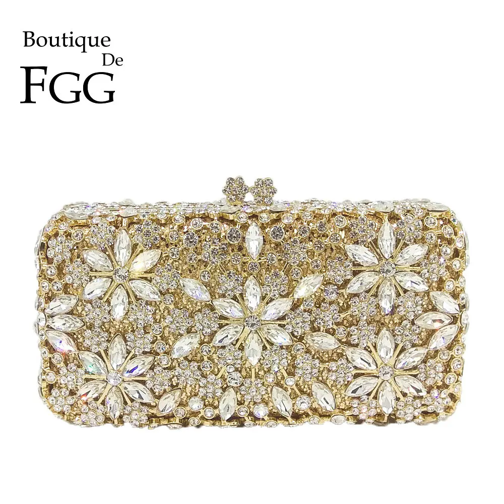 Женская сумка мессенджер Boutique De FGG с цветами и кристаллами вечерняя сумочка|diamond