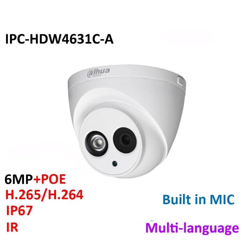 Купольная сетевая камера DH 6 МП IP встроенный микрофон ИК 30 м IP67 с poe многоязычная