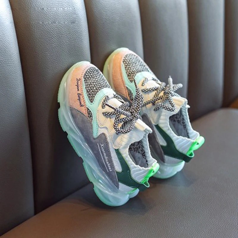 Kids Sport Sneakers Children Slip On Casual Boys Brand Running Shoes Baby Girls Gray Chunky Trainers Spring | Детская одежда и