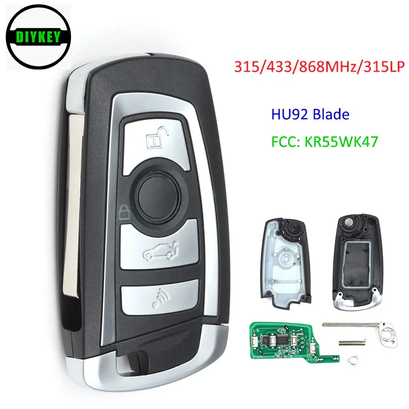 DIYKEY CAS2 Modified Remote Key 315 / 433 / 868MHZ / 315LP With PCF7942 Chip for BMW E60 5 / E63 6 Series HU92 FCC: KR55WK47