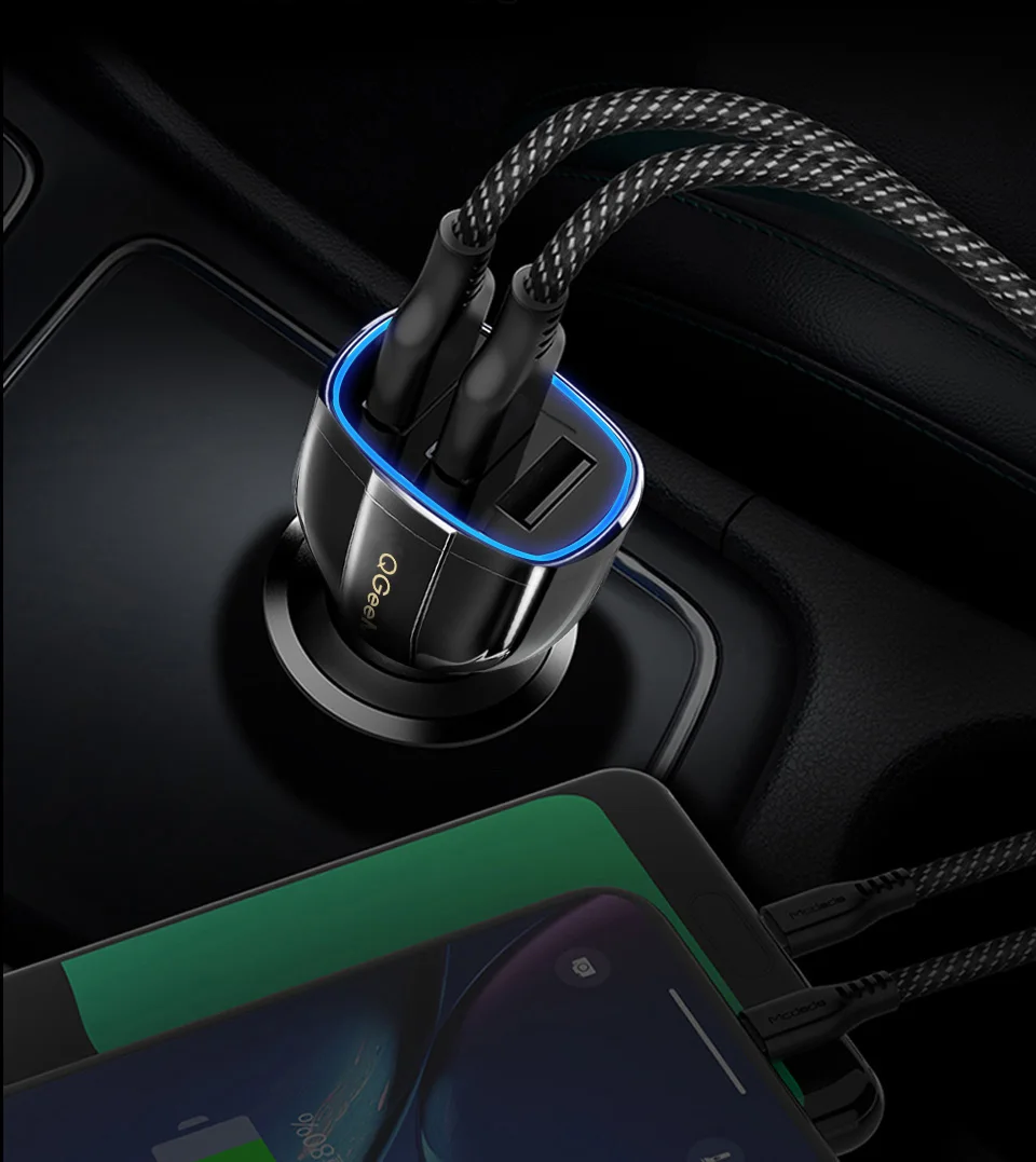 QGEEM QC 3,0 3 USB Автомобильное зарядное устройство Quick Charge 3,0 3 порта быстрое зарядное устройство для автомобильного телефона зарядное устройство адаптер для iPhone Xiaomi mi 9 Red mi