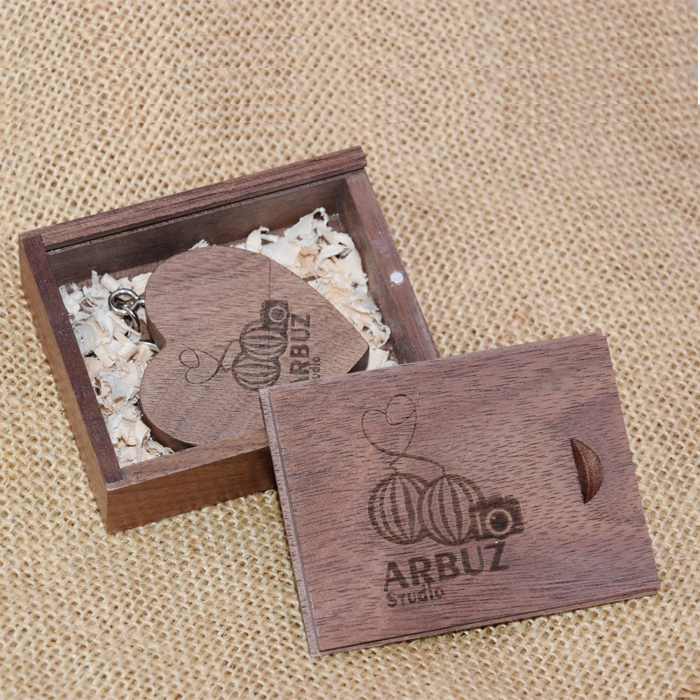 Usb флеш-накопитель в деревянном корпусе с сердечками love + box на заказ 4 ГБ 8 16 32 64 usb 2 0