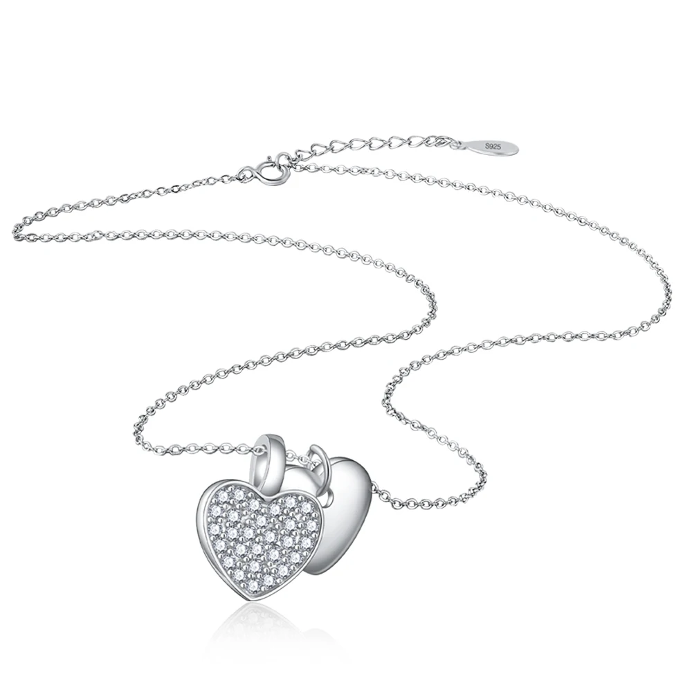 

Wholesale 100% 925 sterling silver Heart Charm necklace Personality double heart pendant Chocker fashion jewelry Christmas gifts
