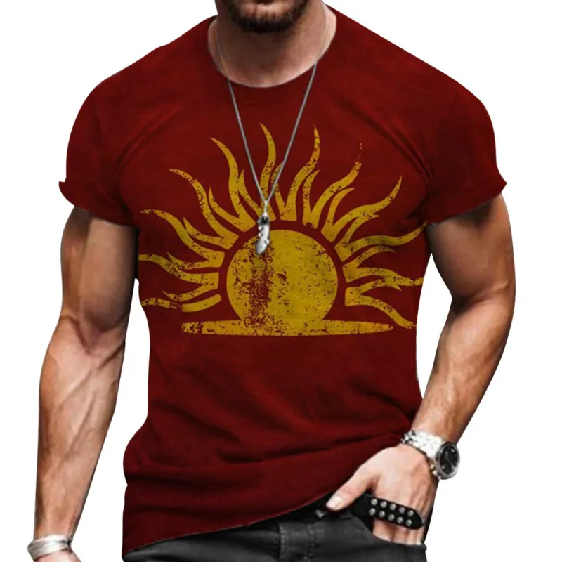 

HEFLASHOR style men's short-sleeved T-shirt retro oversized clothing Harajuku ethnic printing O-neck summer new series