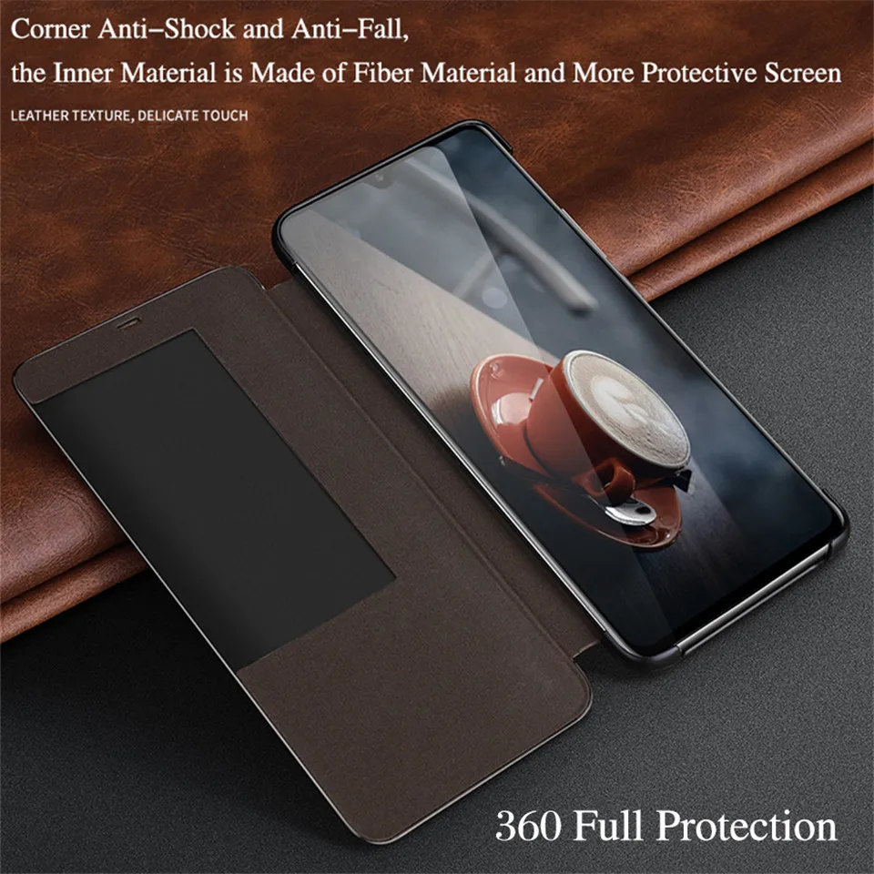 Роскошный умный флип чехол с окошком для сенсорного экрана Huawei Mate 20 Pro Lite телефона
