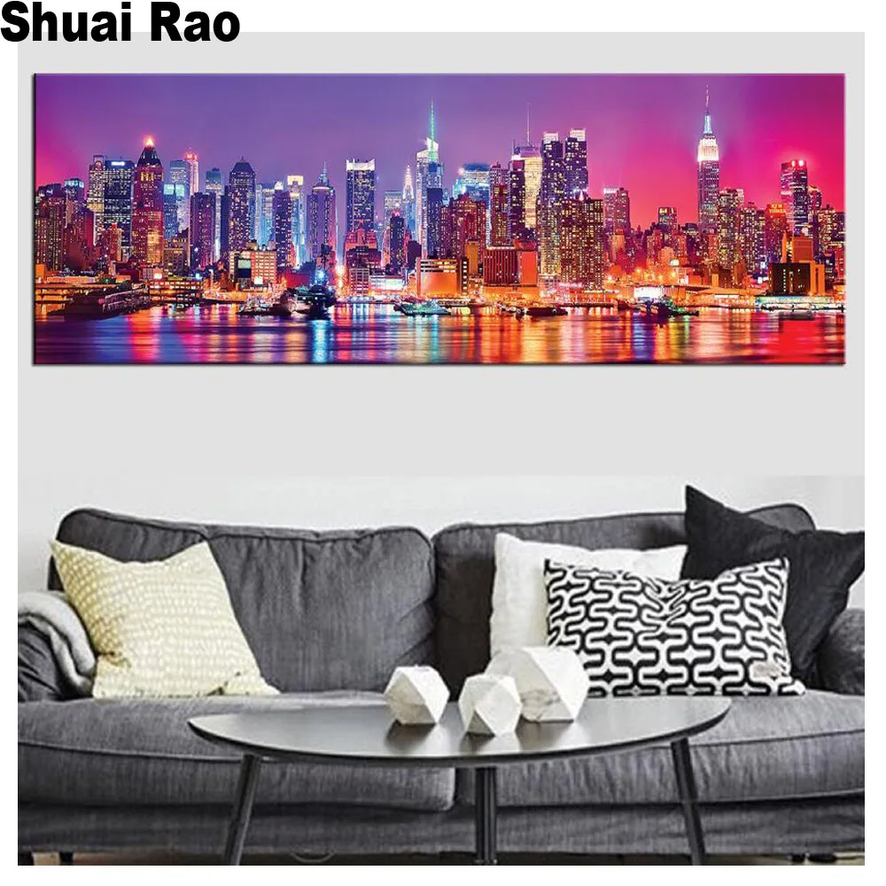 Большой размер европейский город живопись манхэттеном Baltimore питтсбургом 5D