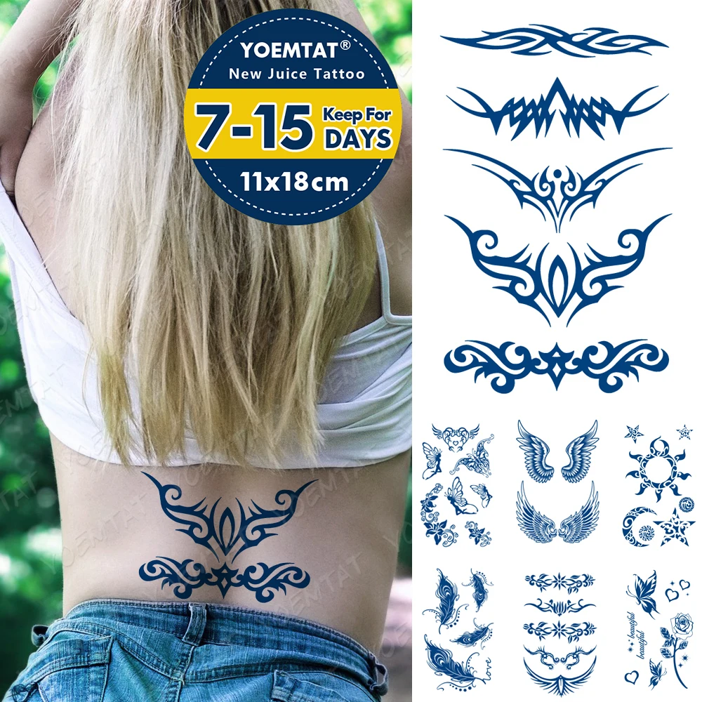 

Juice Lasting Ink Tattoos Body Art Waterproof Temporary Tattoo Sticker Sexy Waist Totem Tatoo Arm Fake Wings Butterfly Tatto