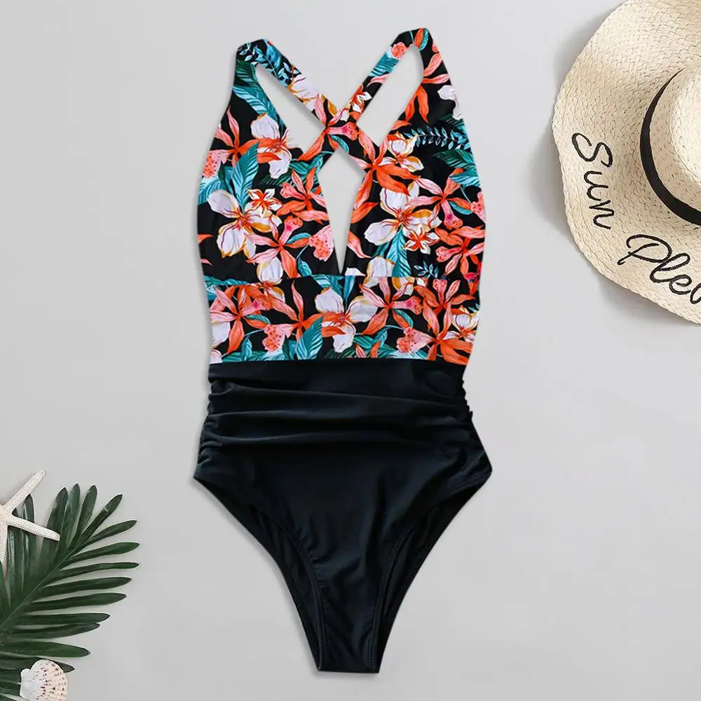 2020 сексуальные цельные купальники боди женские плечевые Цветочные Купальники