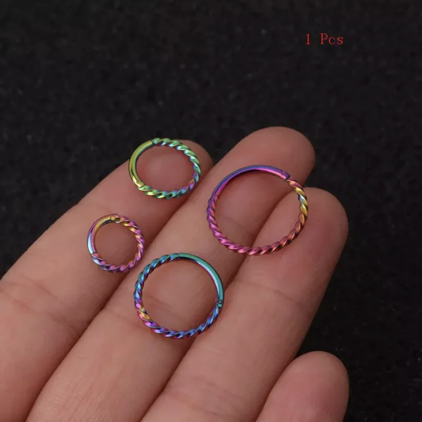 

1PCS 6mm to 12mm Stainless Steel Hinged Segment Clicker Ring Nose Septum Piercing Helix Cartilage Daith Twist Earrings Hoop X10