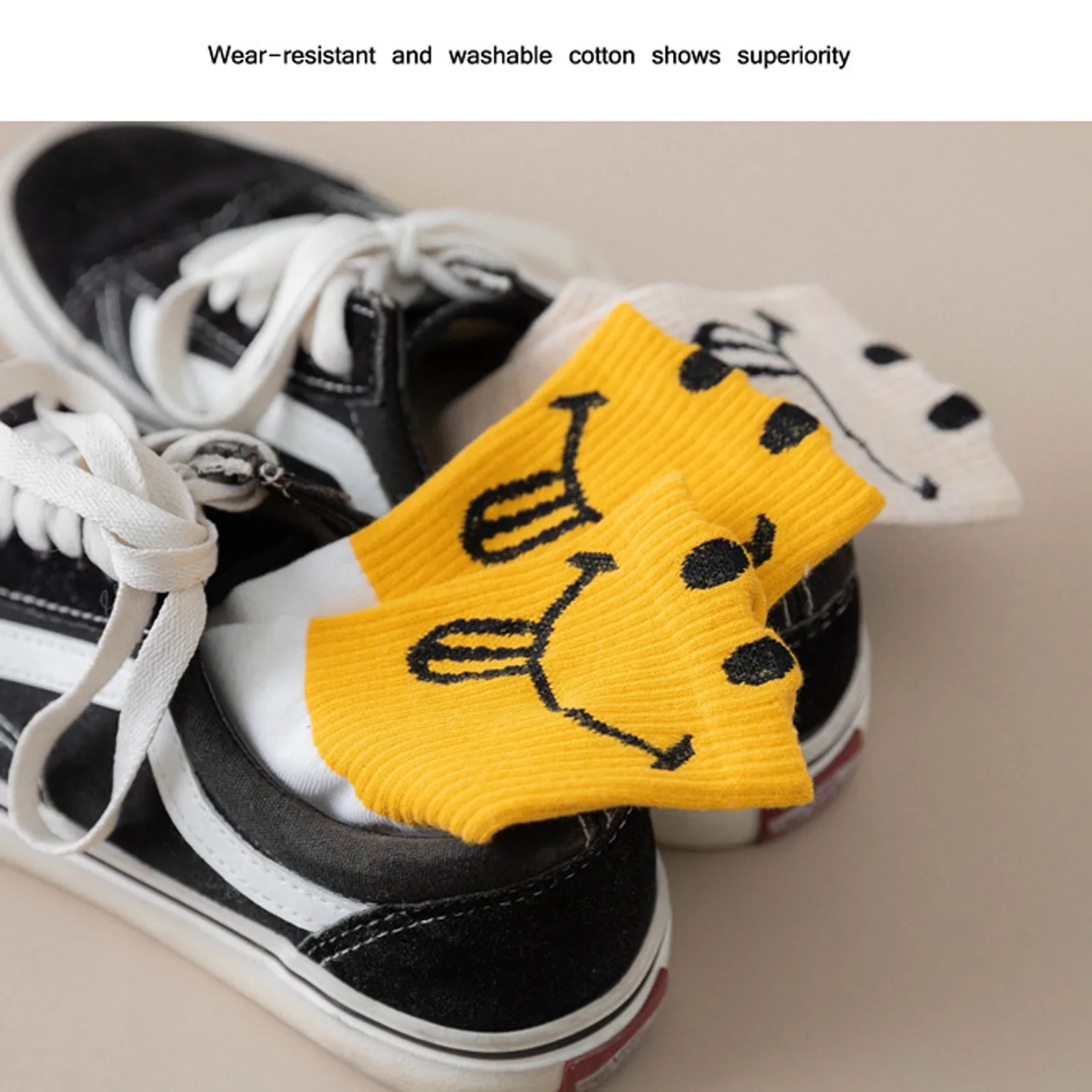 

5 Pieces Women's Socks Cotton Cute Cartoon Embroidered Funny Short Socks