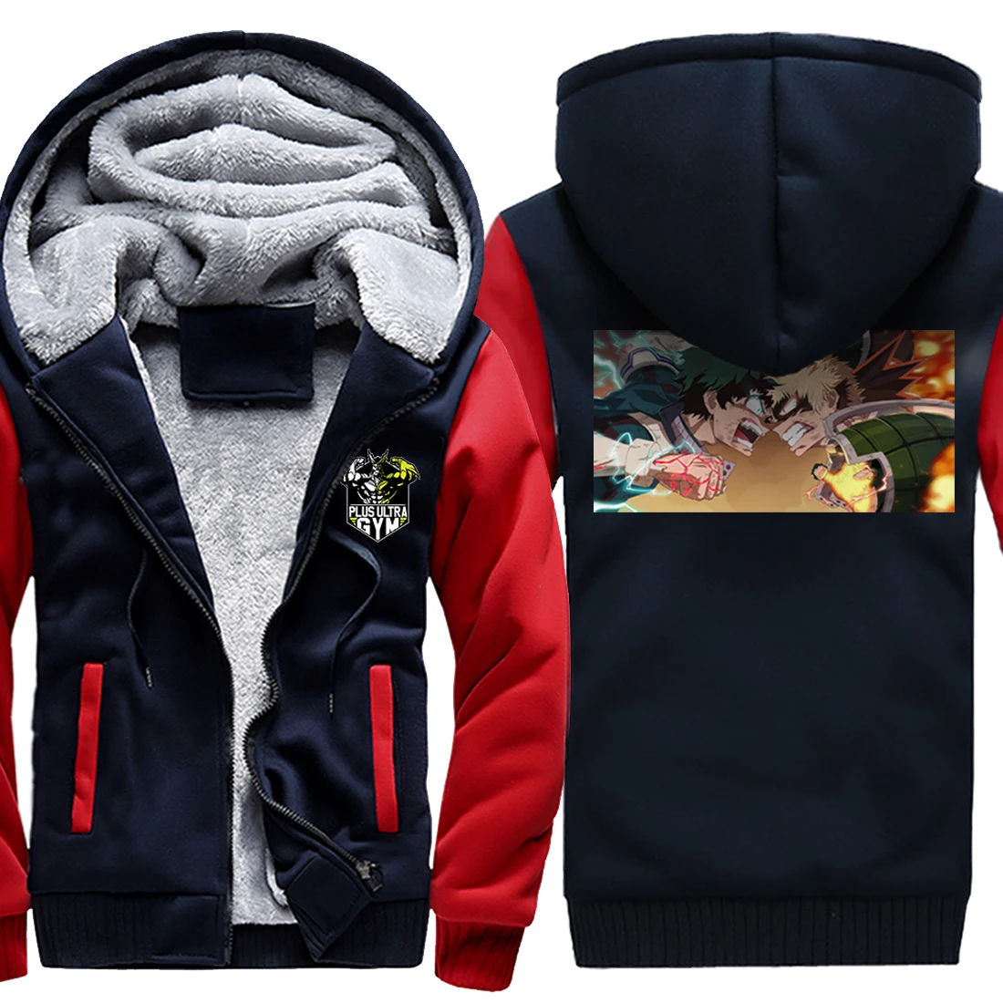 

My Hero Academia 2020 New Arrival Mens Raglan Thicken Jackets Dark Blue Long Sleeve Coats Fashion Tops Zipper Casual Clothing