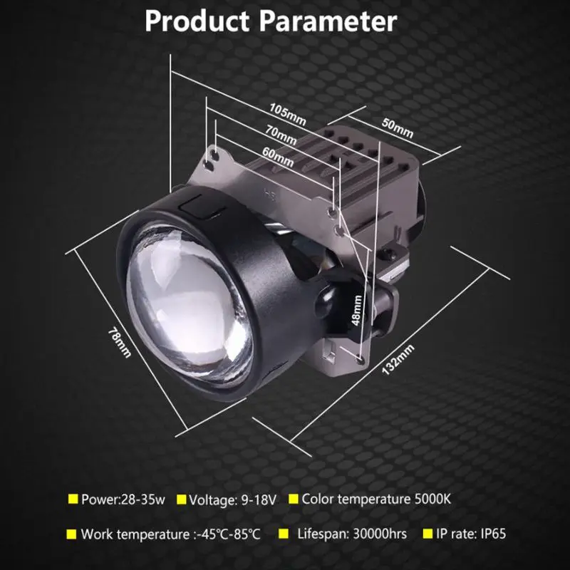 Универсальные двухобъективные светодиодные фары 3 дюйма 70 Вт для мотоцикла с