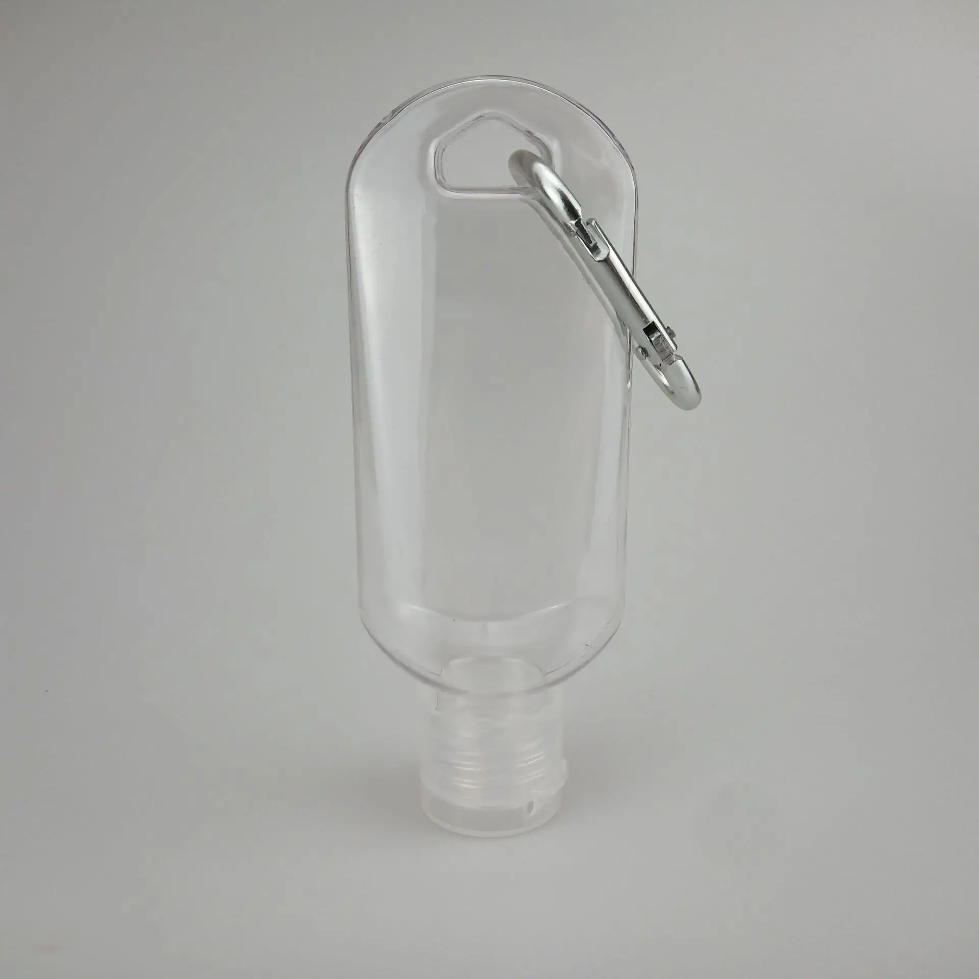 Botella rellenable de Alcohol vac&iacute;a con gancho para llavero, botella de desinfectante de manos de pl&aacute;stico transparente para viaje, 50ML, #39685-2