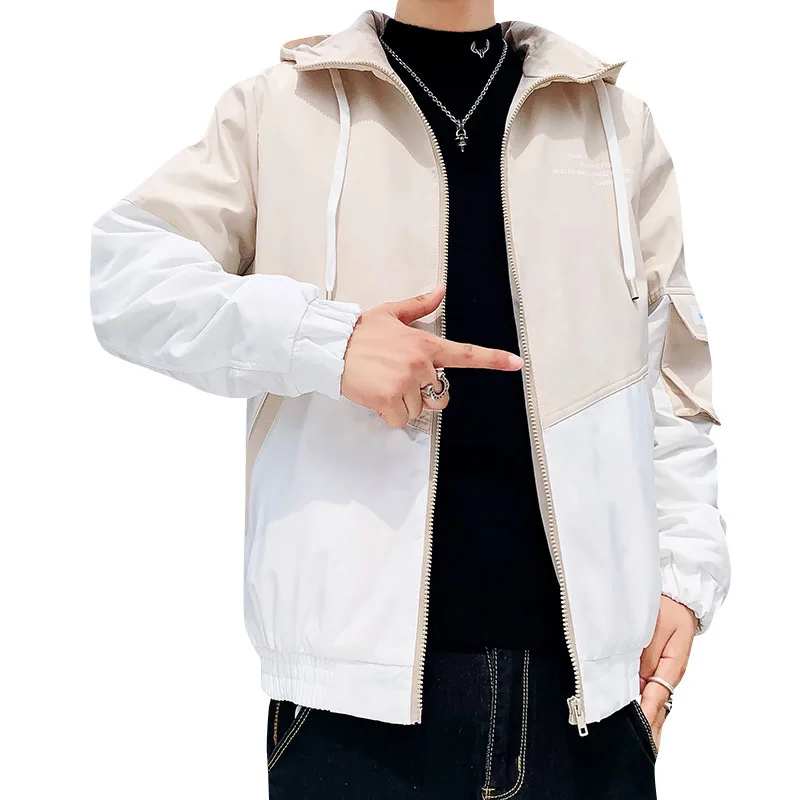 

fund new of qiu dong season hooded jacket han edition add hair thickening tooling male adolescent leisure handsome coat