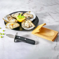 2 piece set of oyster knife shelling tool shellfish shelling with wooden handle multifunctional seafood shelling kitchen tool
