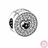 new 925 sterling silver piercing shiny zircon heart round beads charm bead fit 3mm bracelet diy bracelet the factory wholesale