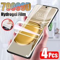 4pcs screen protector for huawei p50 pro p30 p20 lite p40 full cover hydrogel film for mate 40 30 20 pro p smart protective film