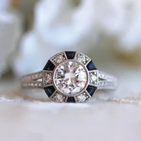 vintage court style luxury zircon stainless steel mens ring party jewelry engagement wedding ring