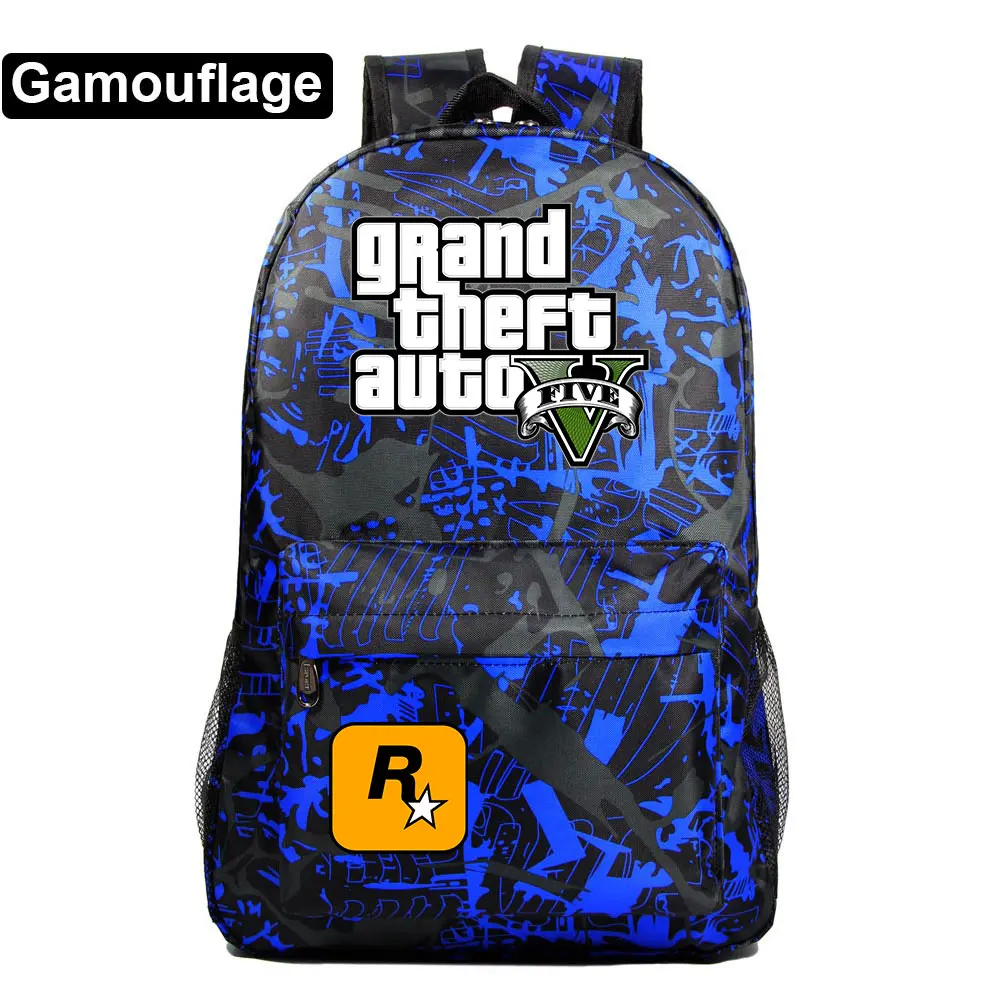 A34-28 Подарочные игры с героями мультфильмов, GTA5, клетчатая школьная сумка ярких цветов для мальчиков и девочек, женский рюкзак, школьные сумки для подростков, холщовые мужские школьные рюкзаки - Цвет: A34-28