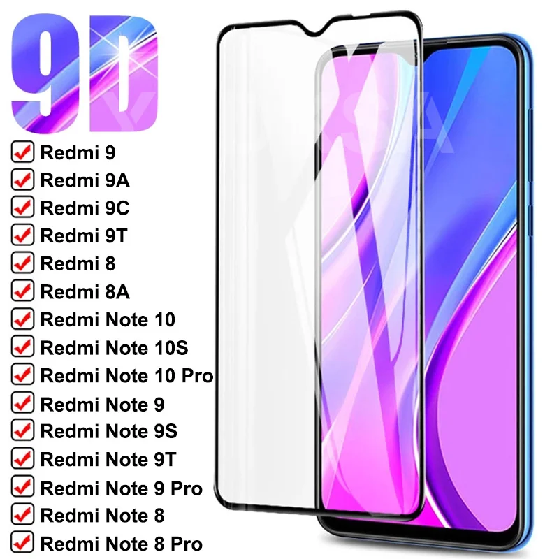 

9D 9H полное закаленное стекло для Redmi 7 7A 8 8A 9 9A 9C 9T Xiaomi Redmi K40 Note 8T 9T 10S 9S 10 9 8 7 Pro защитное стекло