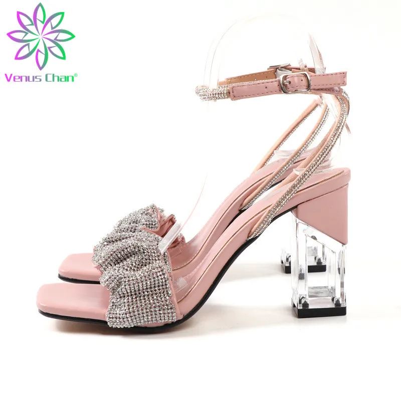 

Latest African Women Wedding Shoe Decorated with Rhinestone Open Toe Pumps 2021 Fashion Women Ladies Dress Shoes Patent Leather