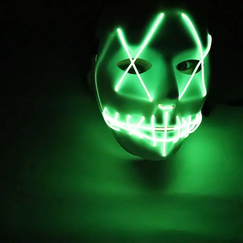 Новинка 2021 светодиодная светящаяся маска клоуна для Хэллоуина желтая фиолетовая