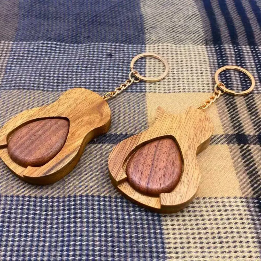 

2021 New Handmade Wooden Guitar Pick Box Holder and Picks Paddles for Guitarist Music Lovers Gifts