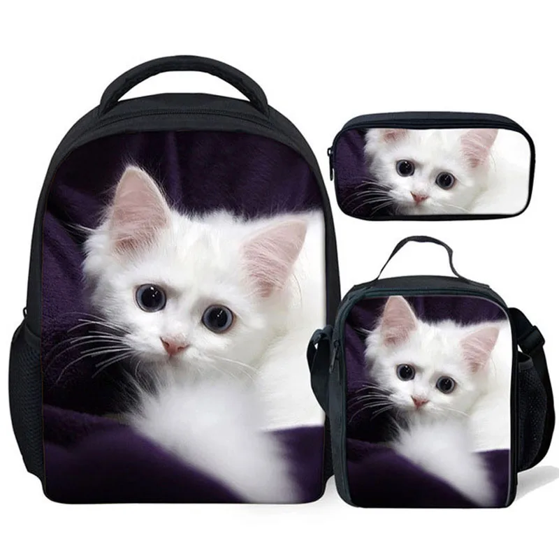 

3 шт./компл., школьный ранец с 3D принтом милого кота для детского сада, Детские рюкзаки, школьные сумки для мальчиков и девочек, ранец, школьны...