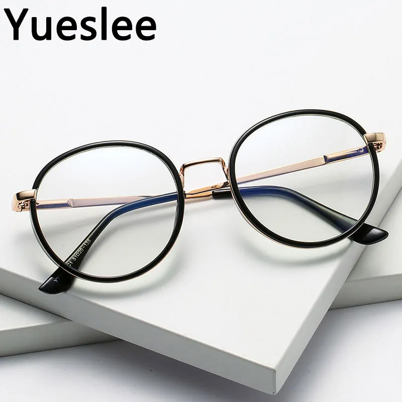 

49736 пластик Титан анти голубой светильник в стиле ретро круглые солнцезащитные очки в оправе для мужчин для женщин Оптические Оправы для Мо...