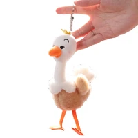 small ostrich pendant plush toy cute lovely fluffy animal shape backpack stuffed doll school bag pendant keychain for kids gift
