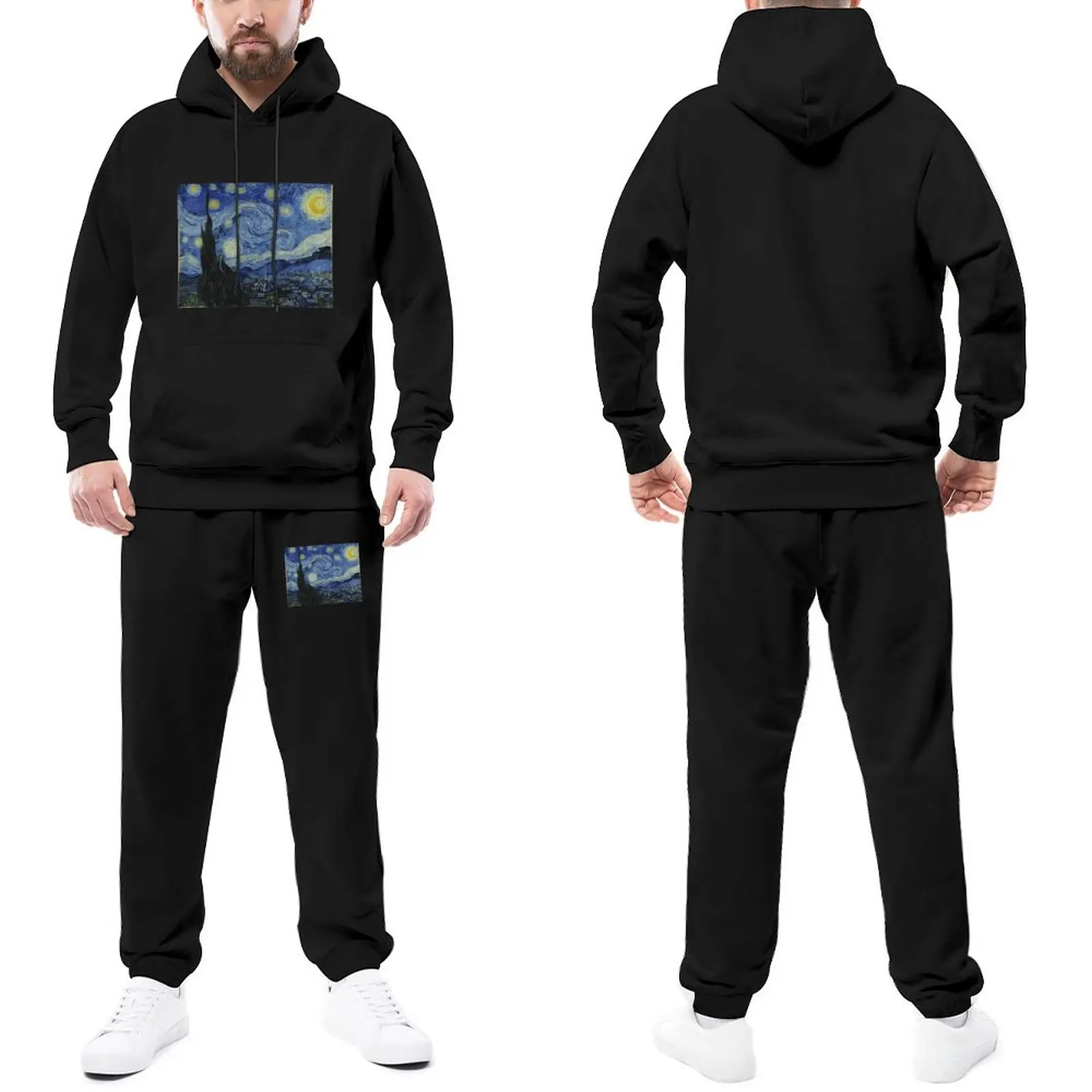 

Starry Sky Mens Tracksuit Set Starry Night Vincent Van Gogh Christmas Sweatsuits Male Sweatpants and Hoodie Set Fashion