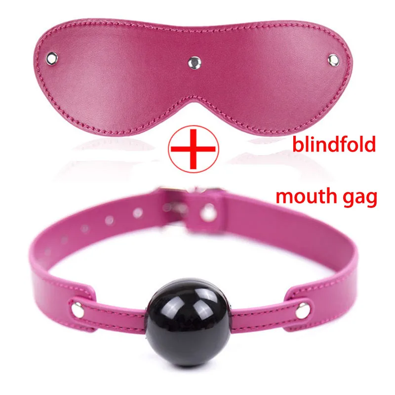 

Leather Erotic Blindfold Eye Mask Mouth Gag Ball BDSM Bondage Set Adult Games Sex Tools For Couples Toys Slave Restraints
