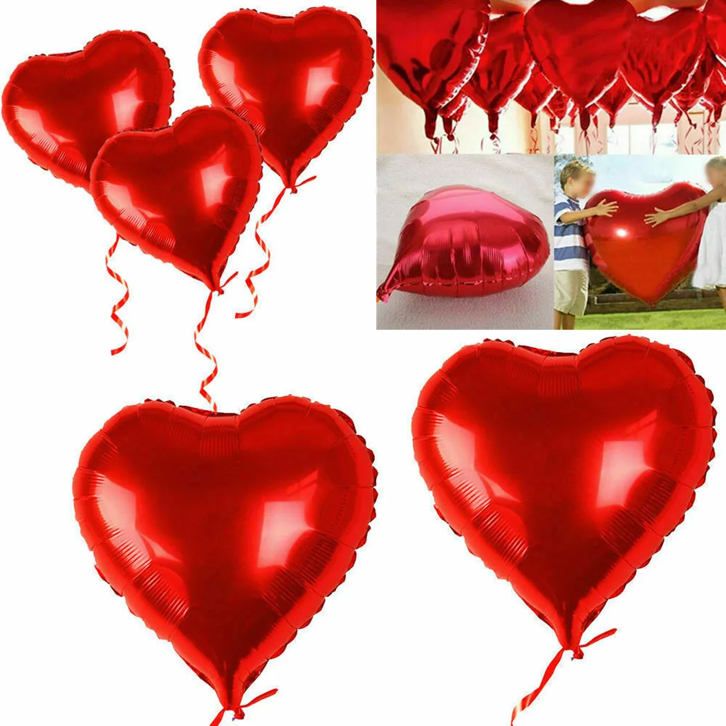 

10pcs/20pcs Balloon Red Heart Love Foil Helium Balloons Wedding Party Decration Valentine's Day About 45cm