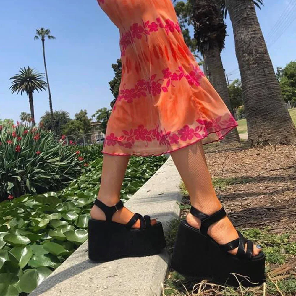 DoraTasia Sandals For Women 2021 Summer Platform Wedges High Heels Fashion women's Sandals Gothic Punk Street Woman Shoes