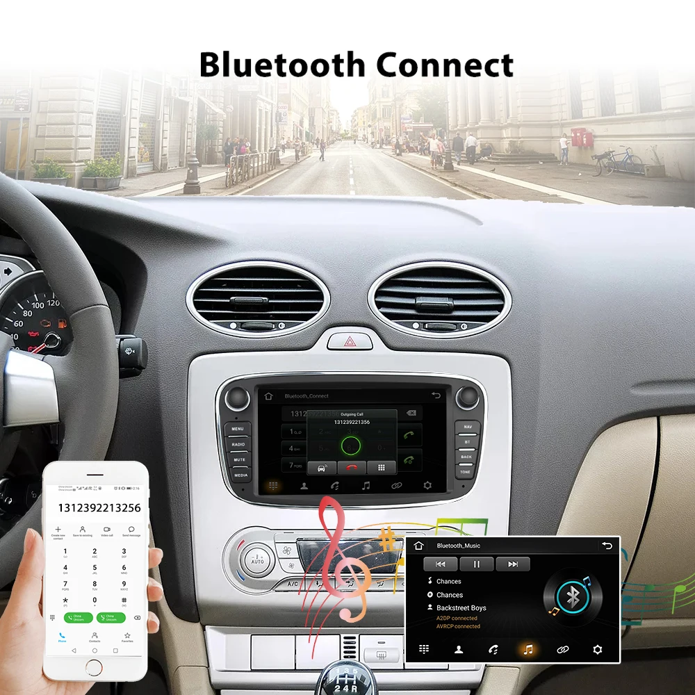 Автомагнитола Podofo MP5 плеер 2 Din с 7 &quotGPS Wi Fi Bluetooth для Ford/Focus/S Max/Mondeo 9/GalaxyC