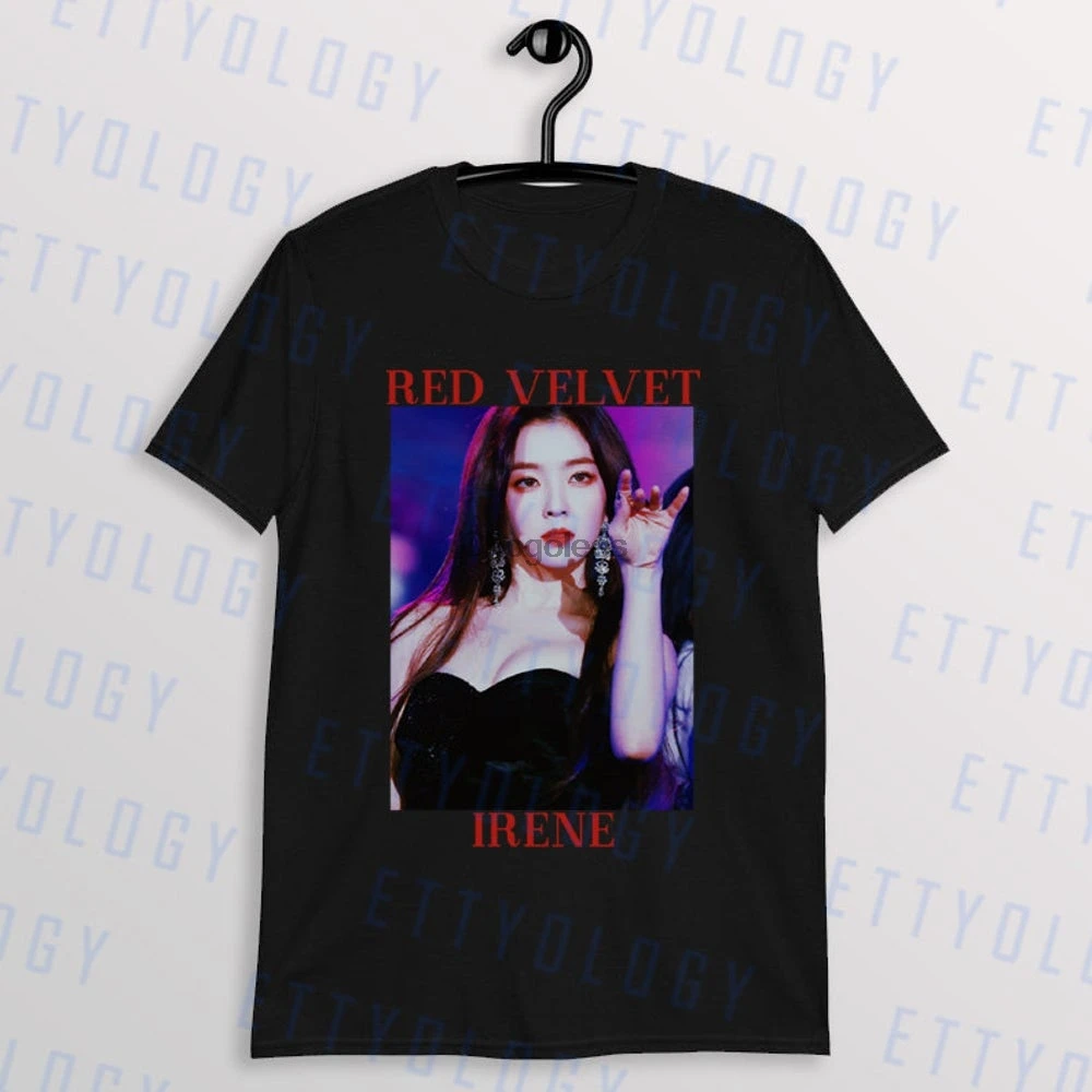 Красная бархатная Винтажная Футболка Irene в стиле ретро с цитатой K-POP футболка